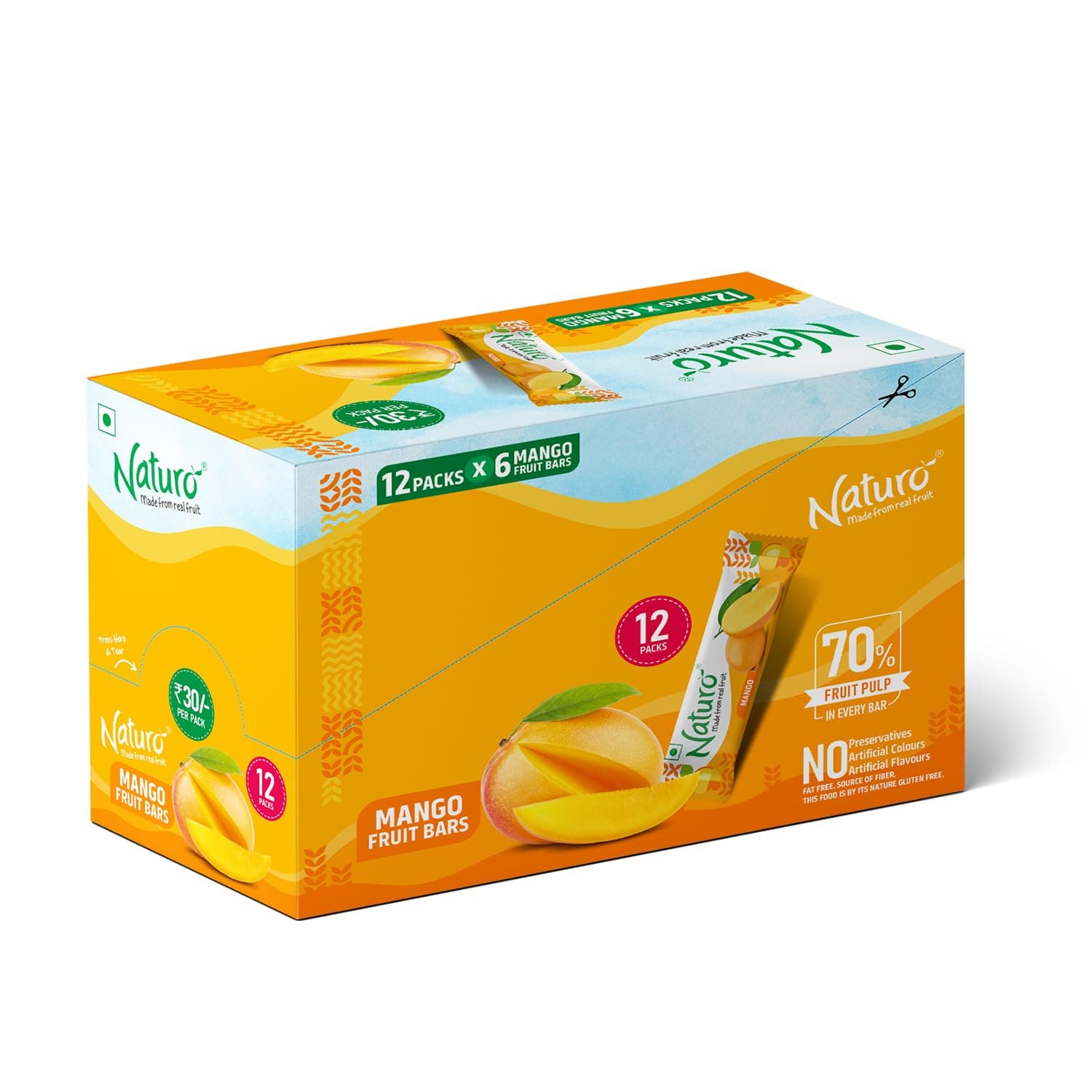 Mango Fruit Bars – Aam Papad Style | Pouch Dispenser with 12 Travel Packs (6 Bars Each) | Natural Mango Snack On-the-Go