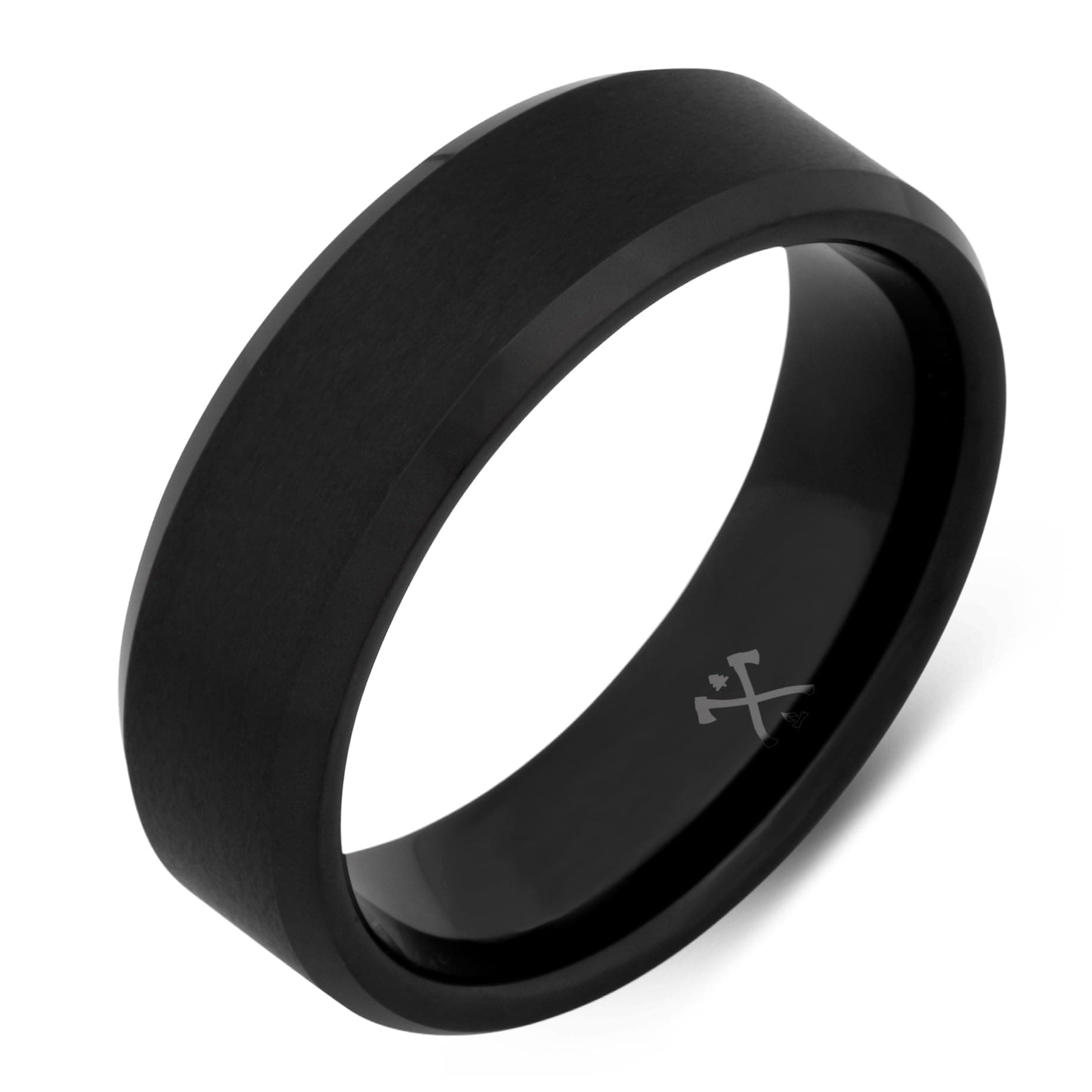Manly Bands| The Baller | Black Mens Wedding Band | Ring Sizes 5-17 | 8mm Width | Mens Tungsten Wedding Band | Unique Mens Wedding Ring | Black Ring for Men | Mens Comfort Fit Wedding Band