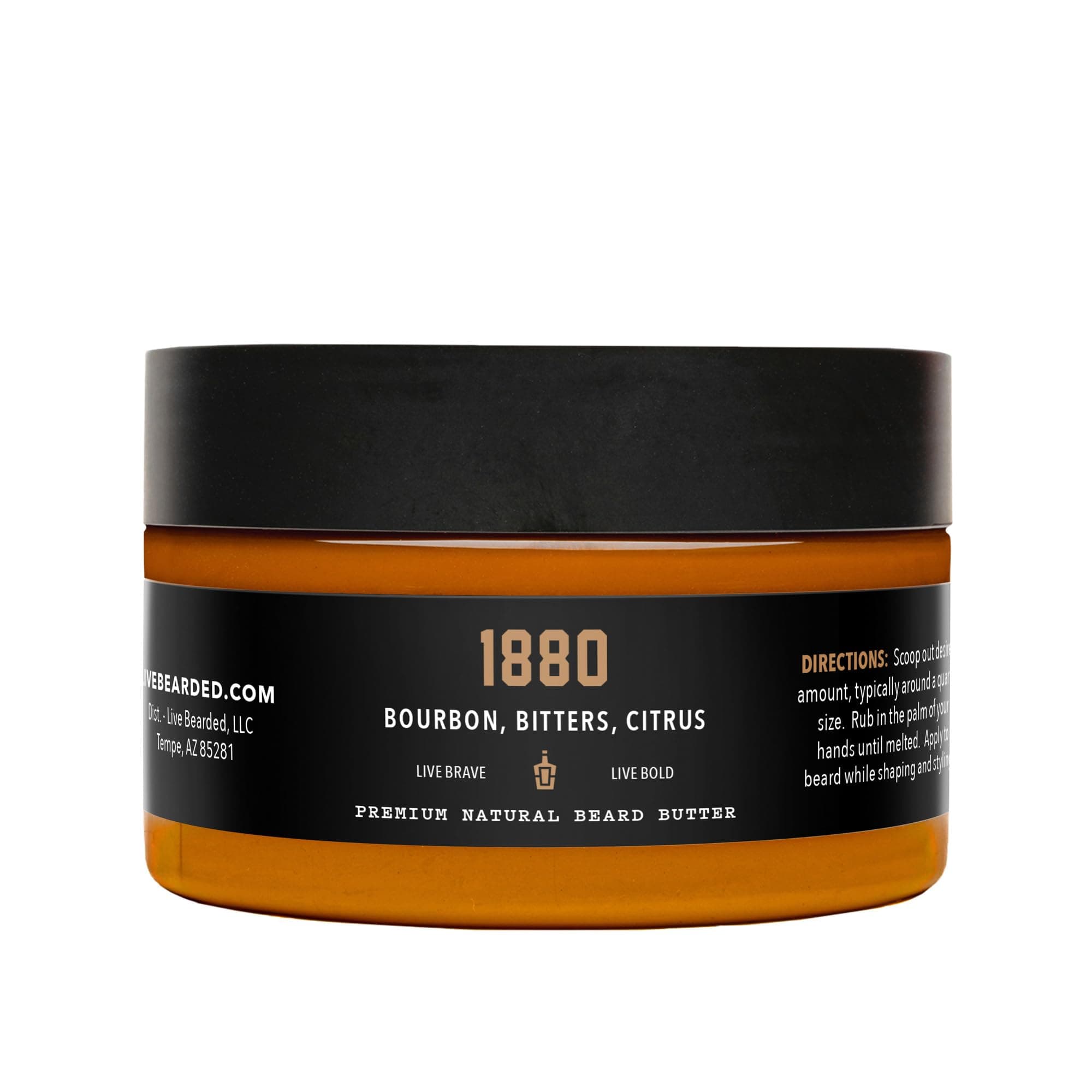 Live Bearded Beard Butter, 3 fl oz - Made in the USA - All-Natural Leave-in Conditioner and Softener with Shea | 1880 Scent - Bourbon, Bitters, Citrus
