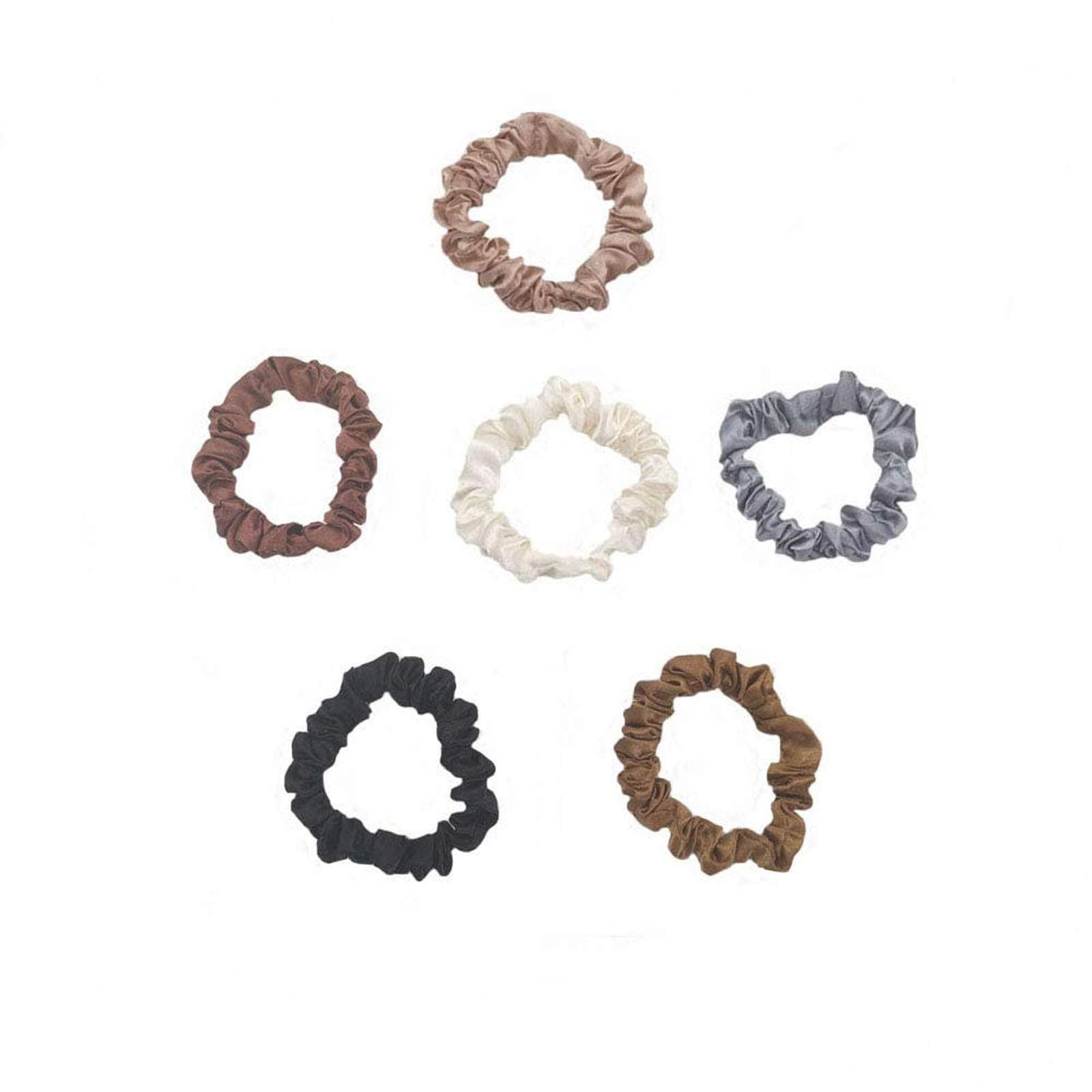 6 Pcs Silk Hair Scrunchies Soft & Comfortable Small Silk Scrunchy Skinny Hair Ties Bows Ropes Elastics Ponytail Holders for Women Girls Hair Accessories