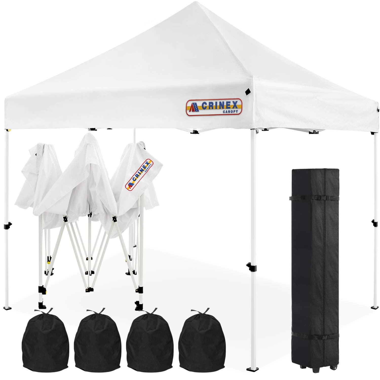 10x10 Canopy Tent White, Pop Up Portable Shade Instant Folding Outdoor Gazebo Canopy Tent with 3 Removable Side Walls and Black Carry Bag