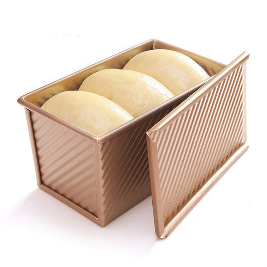 JUSTDOLIFE Silver Rectangular Nonstick Bread Pan with Lid, Standard Loaf Pan Size, Modern Style, Dishwasher Safe, Oven Safe Up to 450F, Ideal for Bread, Wedding, Valentine's Day, Christmas, Birthday