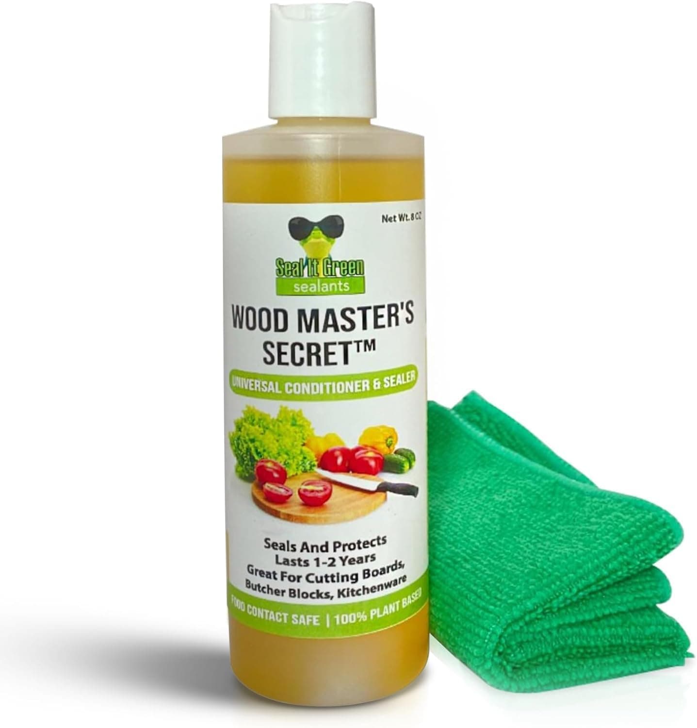 Seal It Green Wood Master's Secret Non-Toxic, Food Safe Cutting Board Oil, Conditioner & Sealer. Exceeds FDA Food Contact Surface Regulations. Also Works On Butcher Blocks, Wood Counters & More (8 Oz)