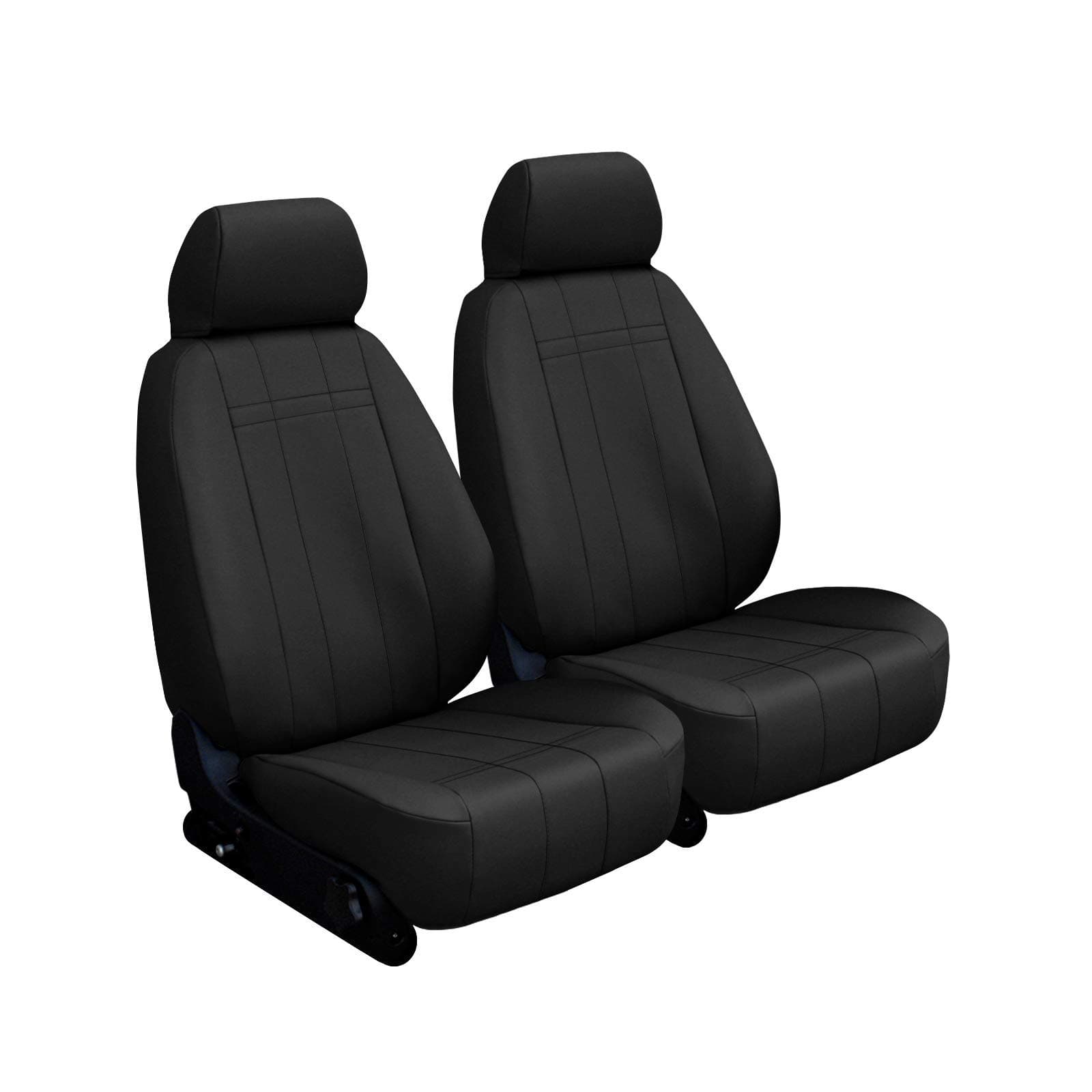 Rear SEAT: ShearComfort Custom Imitation Leather Seat Covers for Chevy Traverse (2009-2017) in Black for Buckets w/Inner Arms and Headrests