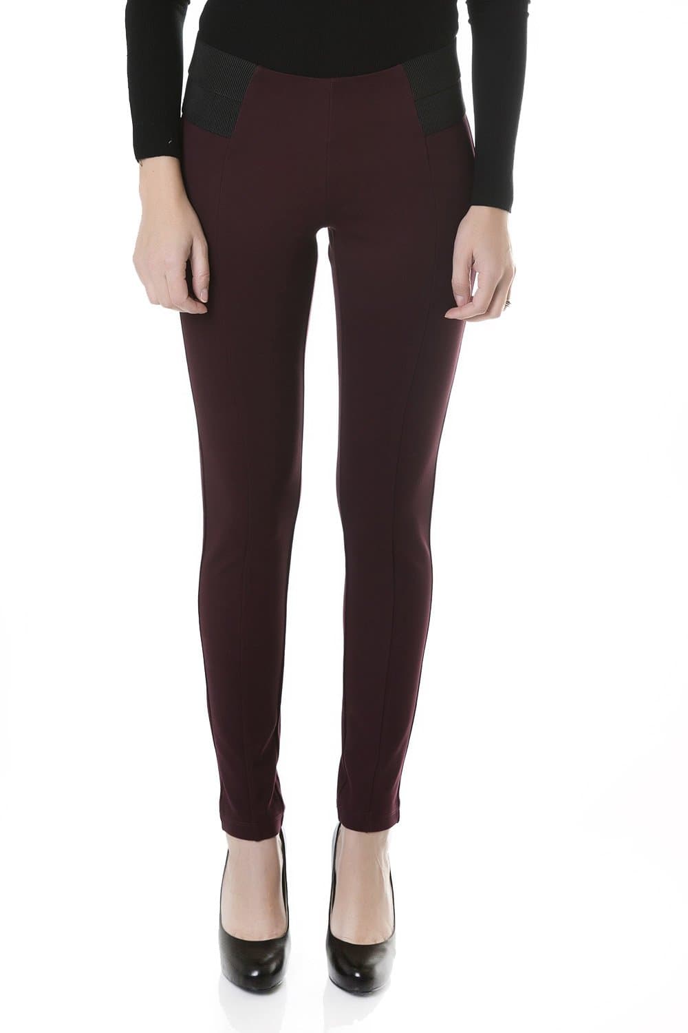 Suko Jeans Womens Pull On Ponte Pants - Skinny Legging 18207 Burgundy 8