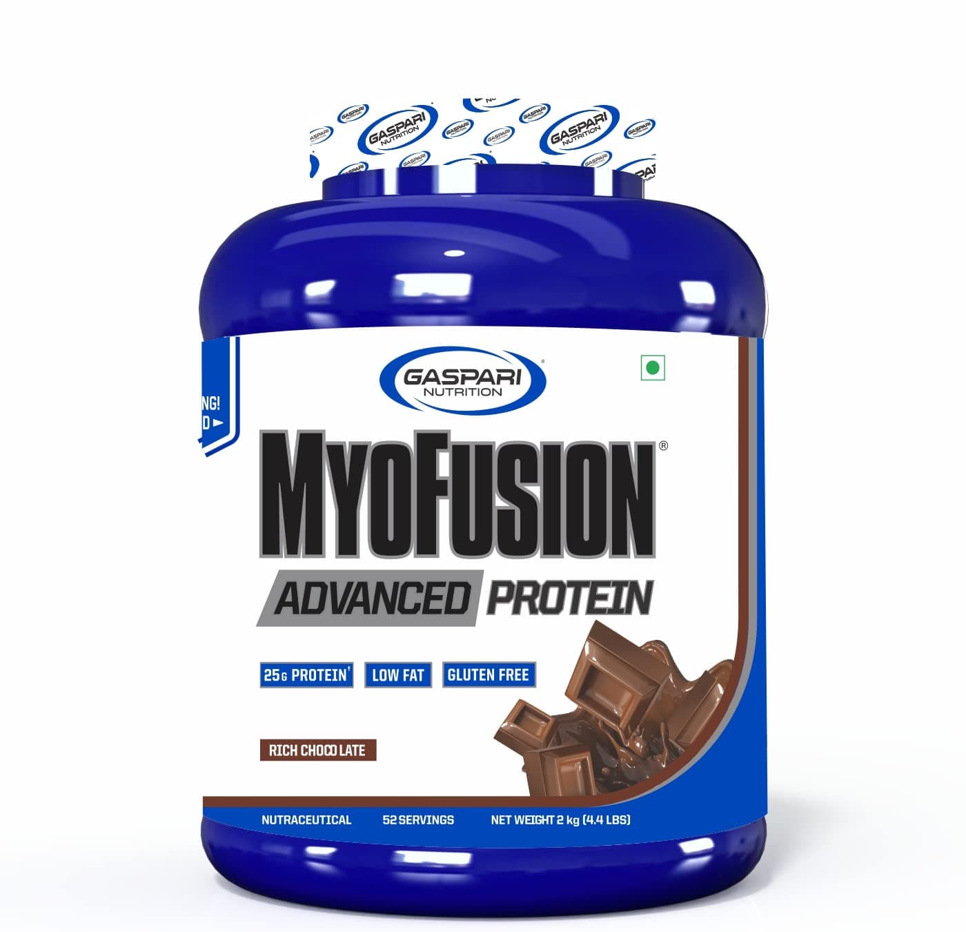 Gaspari Nutrition Myofusion Advanced Whey Protein Powder - 25g Protein Per Serving, Rich Chocolate - 2 kgs (4.4 LBS)