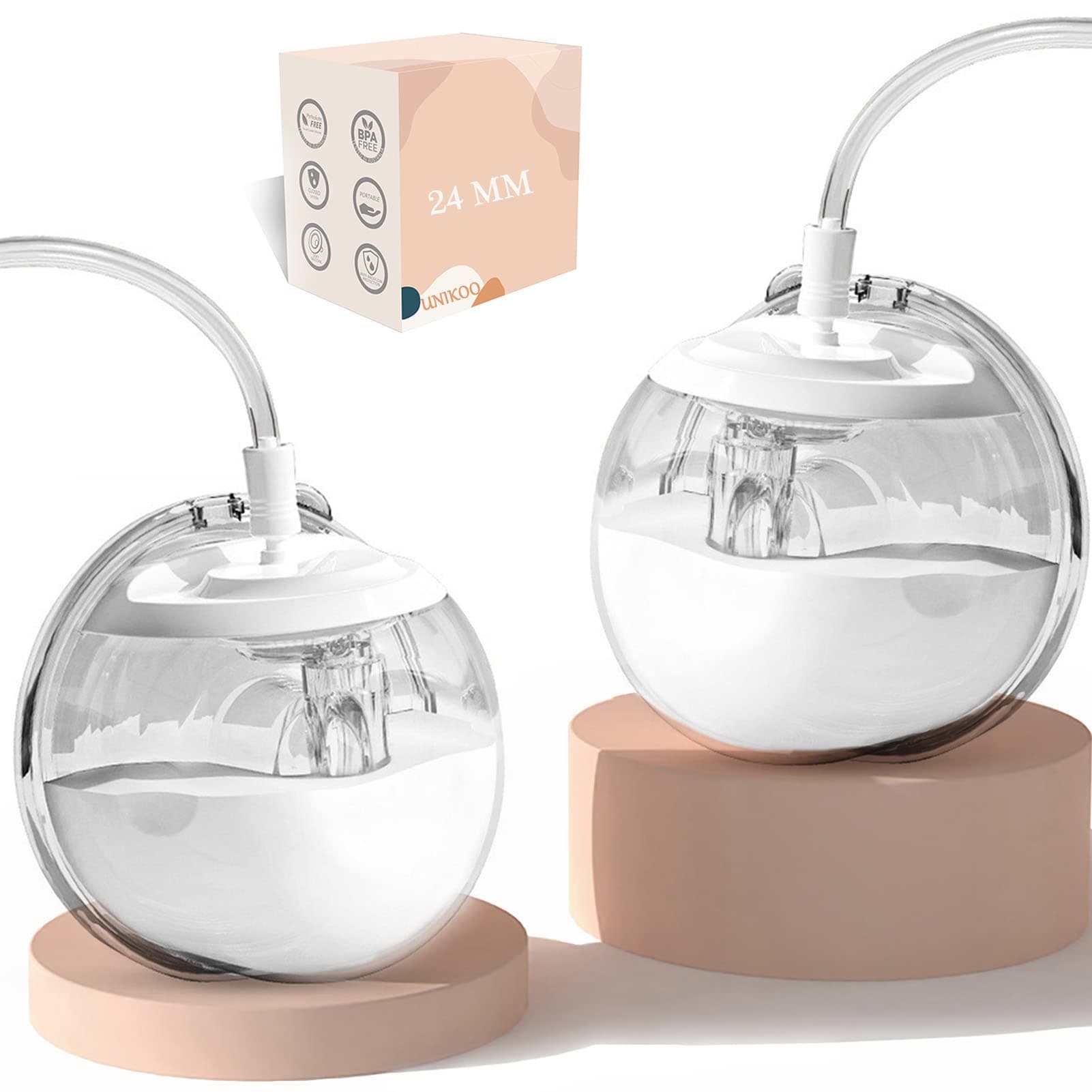 Wearable Breast Pump Accessories, Hands Free Breast Pump Milk Collection Cups Parts Replacement, Overall Breast Milk Collector Cups Compatible with All Electric Breast Pump (24mm (2pcs))