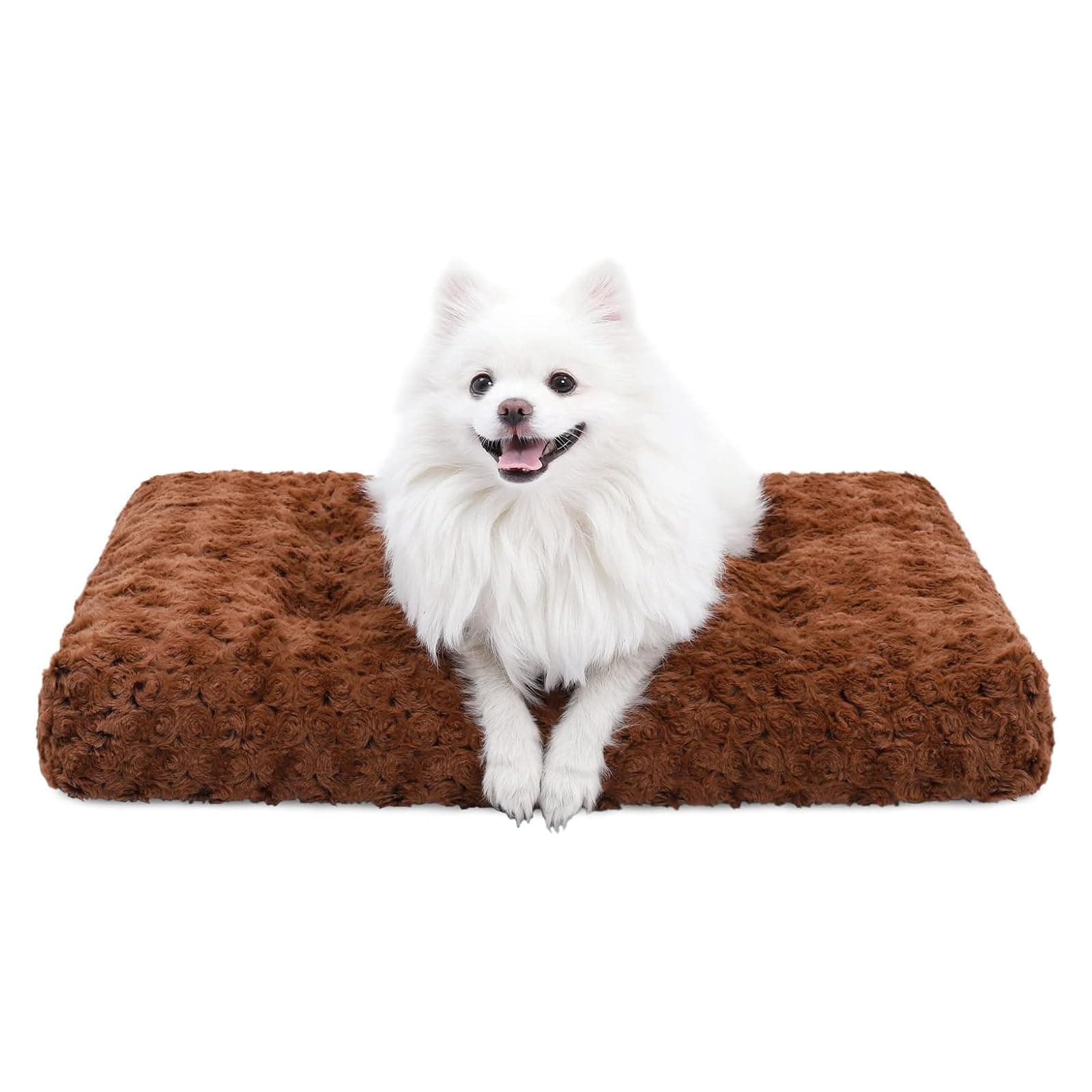 KSIIA Washable Dog Bed Deluxe Plush Dog Crate Beds Comfy Kennel Pad Anti-Slip Pet Sleeping Mat for Large, Jumbo, Medium, Small Dogs Breeds, 23" x 18", Brown