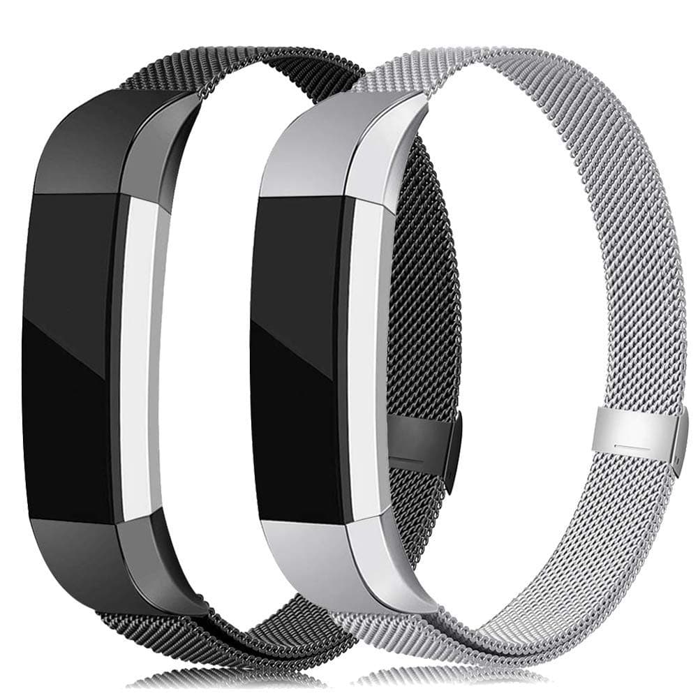 LNOOIU Metal Bands Compatible with Fitbit Alta, Replacement for Alta HR Stainless Steel Bands Adjustable Accessory Wristband for Alta Bracelet Women Men Girls Boys(2 Pack Small B)
