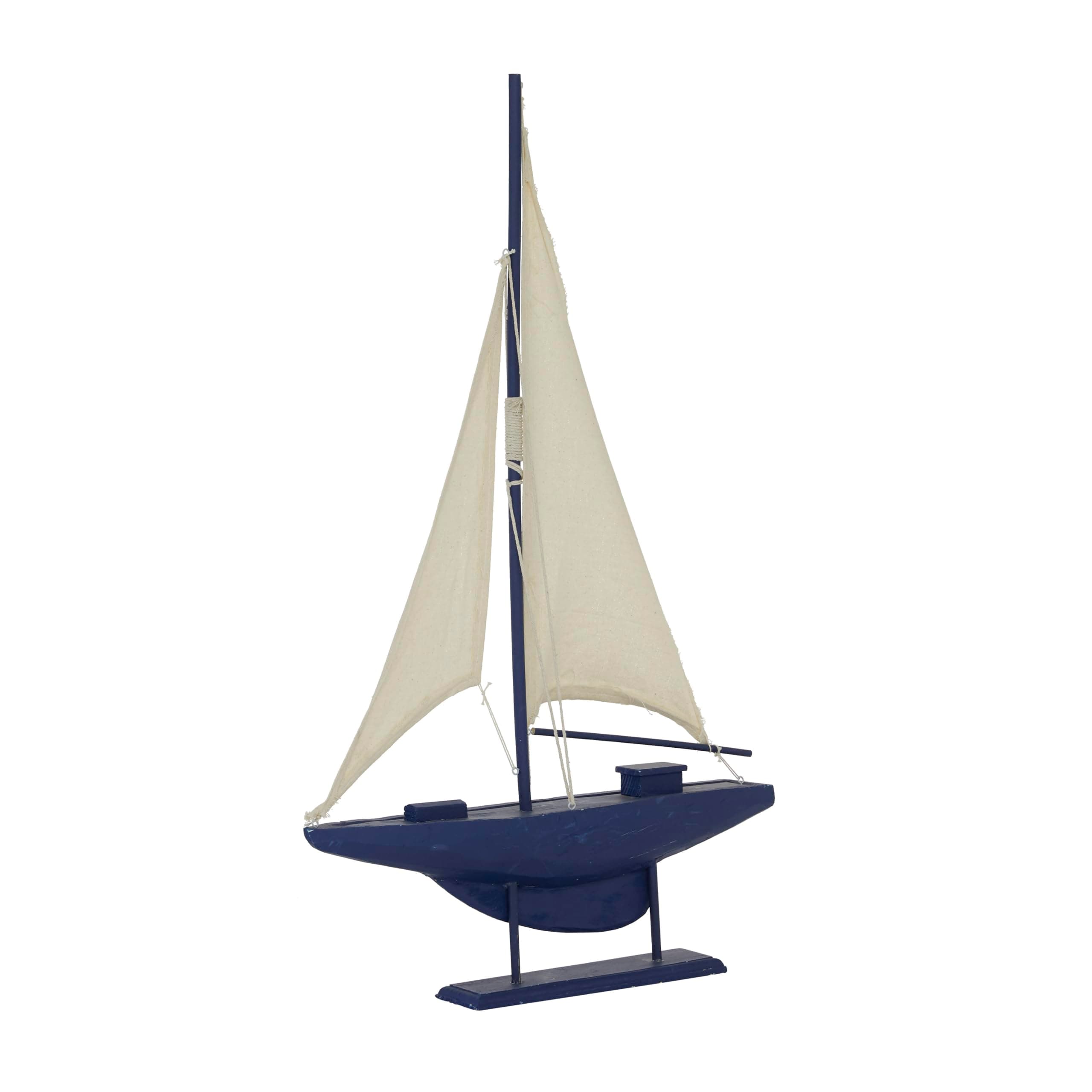 Deco 79 78753 Wood Canvas Sailing Boat 17"W, 28"H -