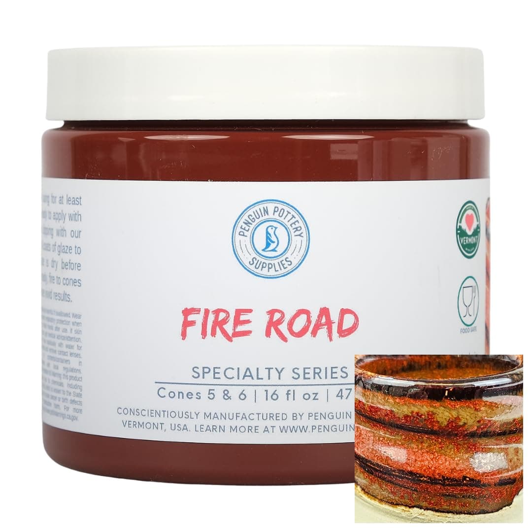 Specialty Series - Fire Road. Mid Fire Glaze for Clay, Pottery Glaze, Cone 5 and Cone 6 - Ceramic Glaze for Pottery (1 Pint | 16 oz | 473 ml)