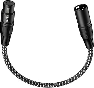 VANDESAIL XLR Cable, Microphone Cable 6 Inch(0.5 feet), XLR Male to Female Balanced Microphone Cord 3 Pin, Short mic Cord for Speakers, Audio Interface or Mixer for Live Performance & Recording