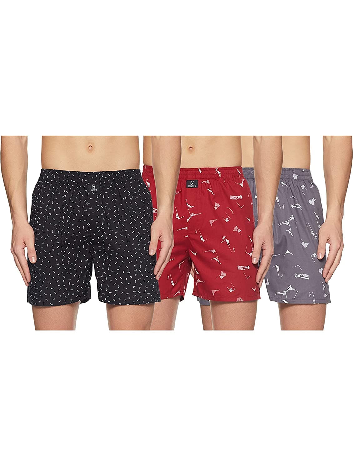 Longies Men's Cotton Printed Regular Boxer Shorts