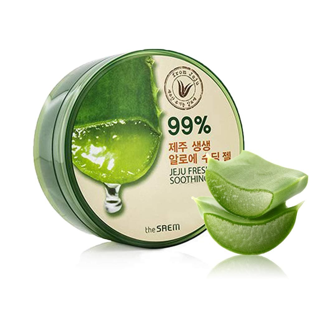Organic Aloe Vera Gel with 100% Pure Aloe - Jeju Fresh Aloe Soothing Gel - 99% Aloe Vera, Hydrates & Heals Dry, Itchy & Damaged Skin & Hair, Acne, Sunburn, Rash Relief - 300 ml Jar