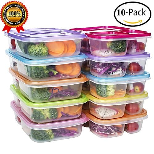 Sojunna Food Storage 10pcs Plastic Food Grade PP Material Bento Lunch Box Containers Easy Lunch Boxes