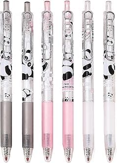 6 Pcs Gel Ink Pens Cute Cartoon Panda Pens 0.5mm Black Ink Retractable Pens Office School Pen Women Pen Kawaii (Panda-3)