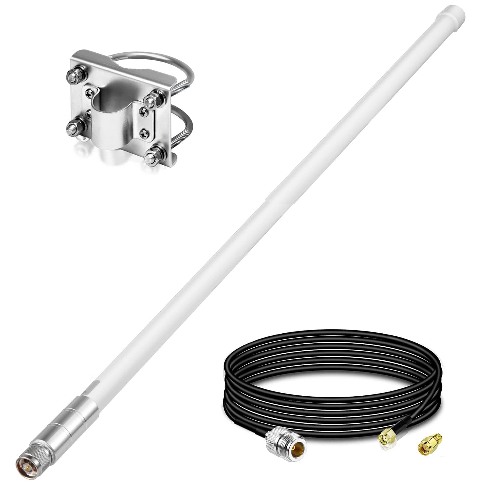 Waterproof 9dBi Long Range Cellular 915MHZ LoRa LoT Gateway Fiberglass Antenna with 5M/16.4FT Cable for Helium Hotspot RAK Nebra Bobcat 300 SenseCAP M1 SyncroB.it Hotspot Finestra HNT Miner，Eifagur