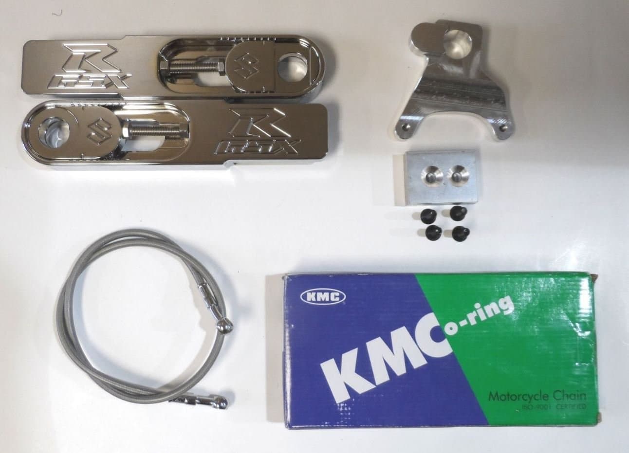 street billet - American Made Parts !!! Suzuki Chrome 2004 GSXR 600 750 Swingarm Extension kit with Brake Line Cable and Chain Made on USA