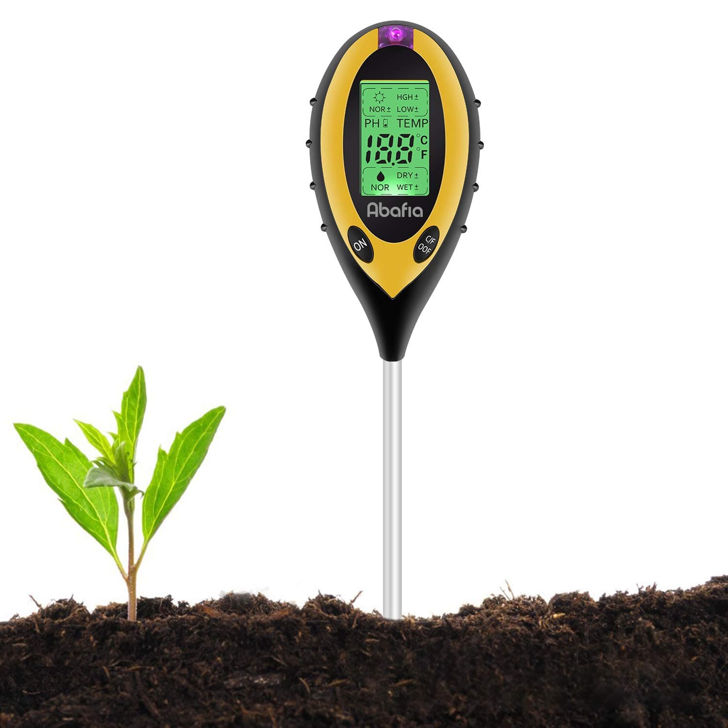 Abafia Soil pH Tester 4 in 1 Soil Tester Moisture Meter Plant Soil Tester Kit with PH, Light and Moisture Acidity Tester for Flowers/Grass/Plant/Garden/Farm/Lawn/Indoor Outdoor