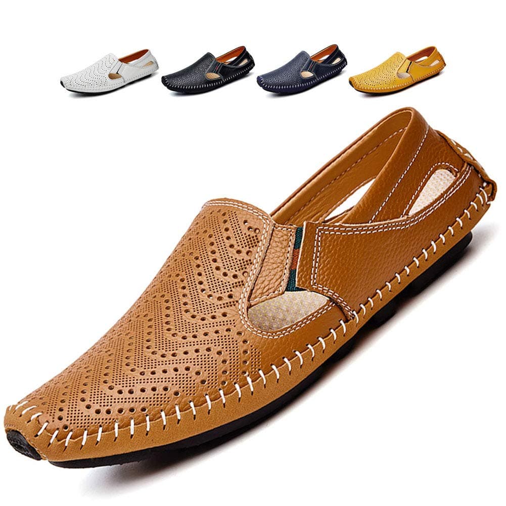 Men's Driving Shoes Leather Fashion Slipper Casual Slip on Loafers Shoes in Summer