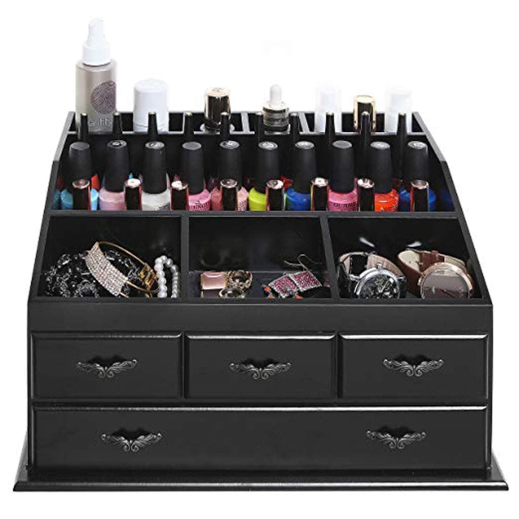 Desktop Makeup Storage Box, 4 Drawers Wooden Cosmetic Storage Box, Wooden Makeup Organizer