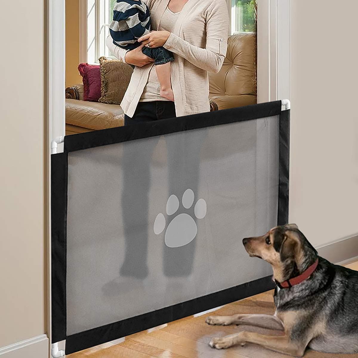 iPawde Magic Gate for Dog, Portable Dog Safe Guard Enclosure,Easy to Install & Lockable Safe Guard for Dogs Pet Keep Dogs Away from Kitchen/Upstairs/Indoor,31.5" * 39.3“