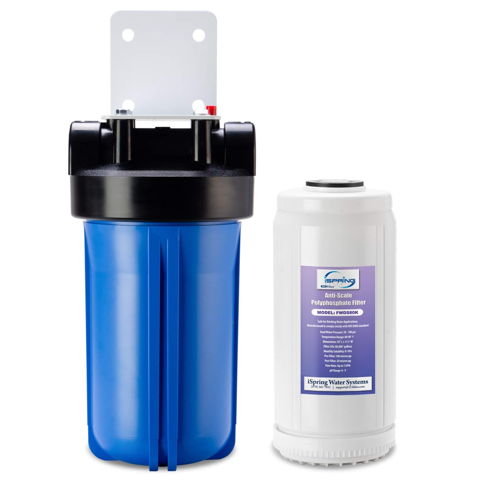 iSpring WDS80K Anti-Scale 10" x 4.5" Whole House Water Filter with Patented Scale Inhibitor