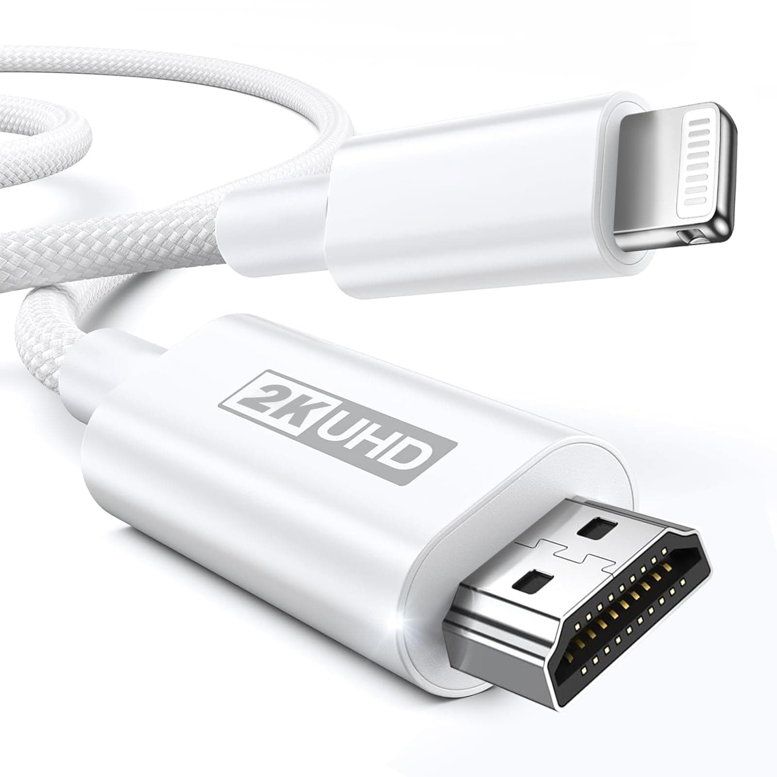 Apple MFi Certified Lightning to HDMI Cable Adapter [6.6 FT], Nylon Braided 2K@60Hz iPhone to HDMI Converter for TV/Monitor/Projector, Lightning Digital AV Adapter for iPhone iPad iPod