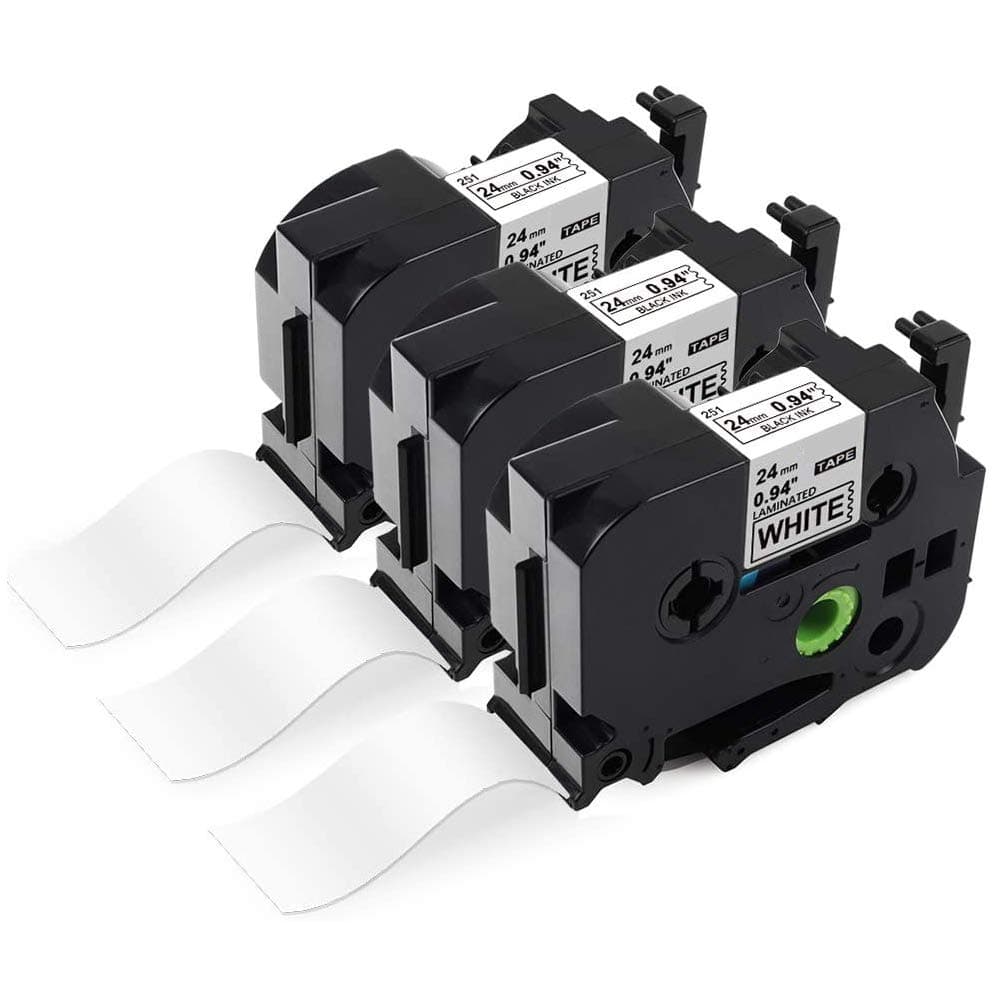 Suminey Compatible Label Tape Replacement for Brother Ptouch 24mm Tape TZe-251 Laminated Black on White Label Tape with Brother Ptouch D600 2430PC PT-P750W P700 PT-E550WVP Label Marker, 3-Pack