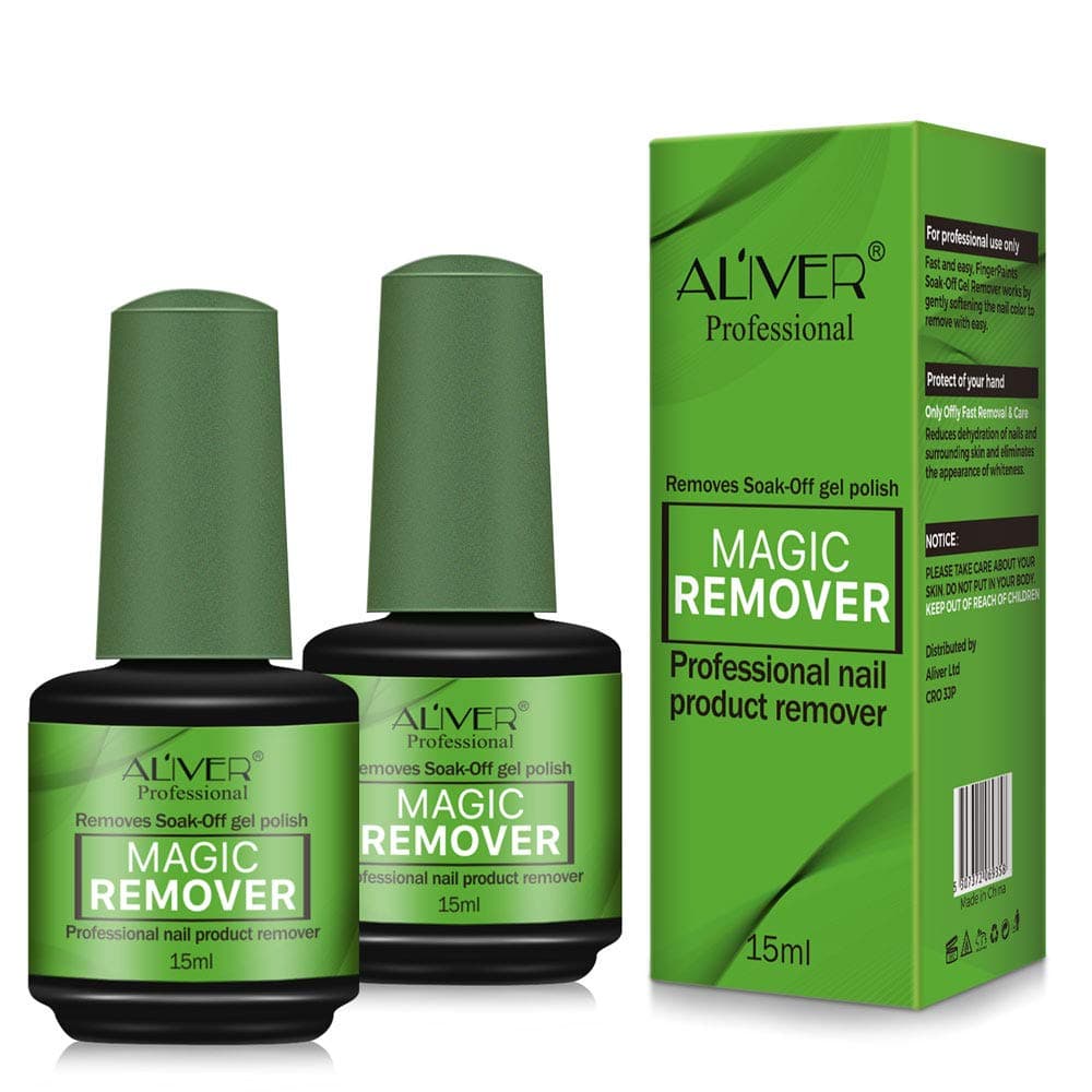 2Pcs Burst Magic Nail Polish Remover, Easily & Quickly Removes Soak-Off Gel Polish, Don't Hurt Nails, Professional Non-Irritating Nail Polish Remover-15ml