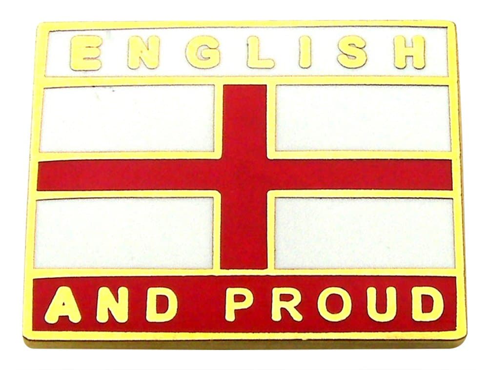 "ENGLISH AND PROUD" ENGLAND LAPEL BADGE (red) - Patriotic Pin Badge, St George, UK Seller