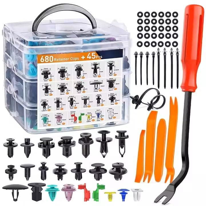 725 PCS Car Retainer Clips, Universal Plastic Fender Clips, 6mm 7mm 8mm 9mm 10mm Expansion Screws Replacement Kit, Fastener Rivet Clips + free tools A grade & warranty