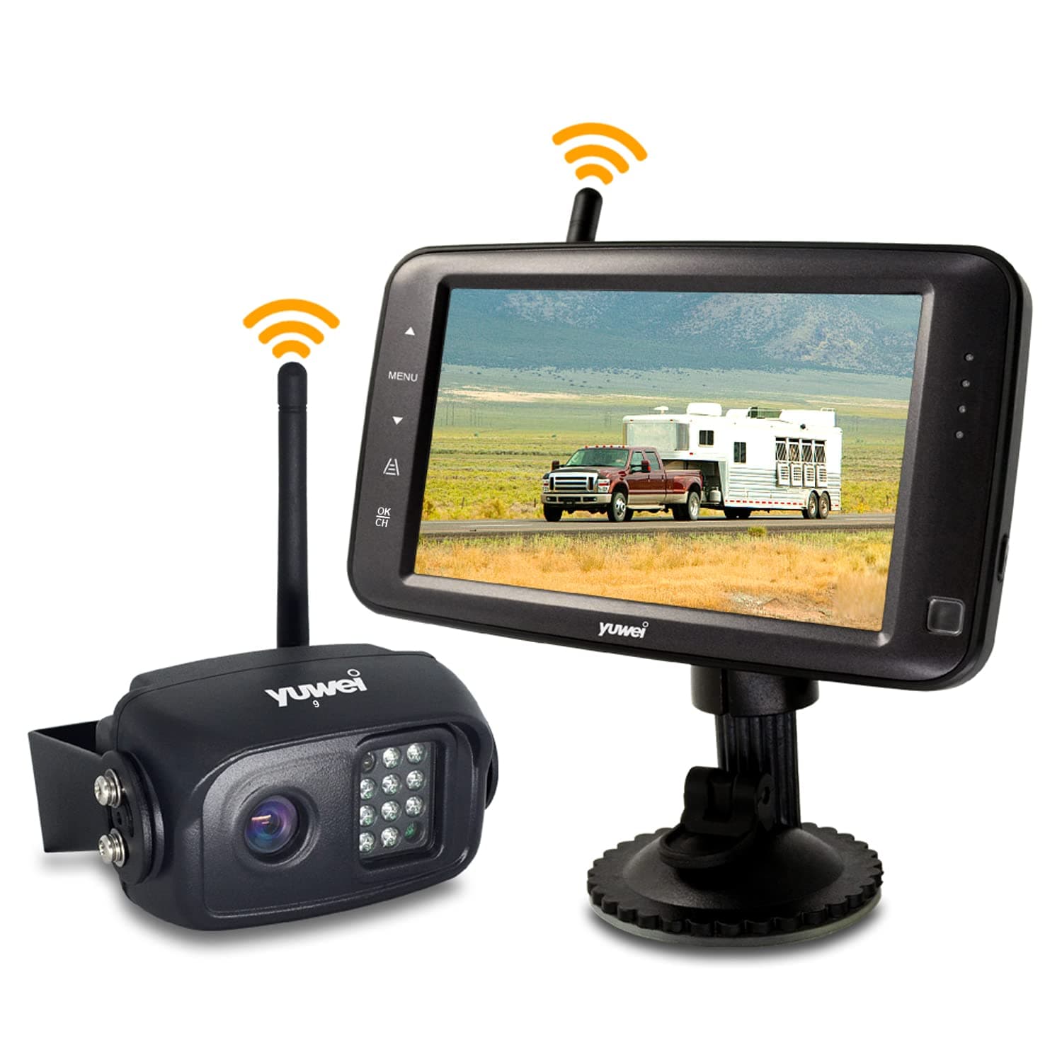 - Wireless Backup Camera with 5 inch Split Screen, Ip69k Waterproof Wireless Rear View Camera with Night Vision, Support add 2nd Wireless reversing Camera for Trailer, Rv, Trucks, Motorhome, etc