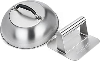 HULISEN Cheese Melting Dome & Smashed Burger Press, 5.5" Square Grill Press with 9" Basting Cover, Stainless Steel Burger Smasher, Griddle Accessories Kit for Flat Top Grill Cooking Indoor/Outdoor