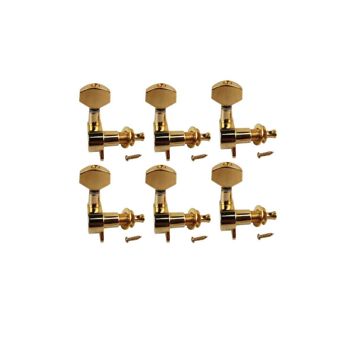 Musiclily 6-in-line Sealed Electric Guitar String Tuning Pegs Keys Machine Head Tuners Set Right Hand for Fender Stratocaster Tele Guitar ,Gold