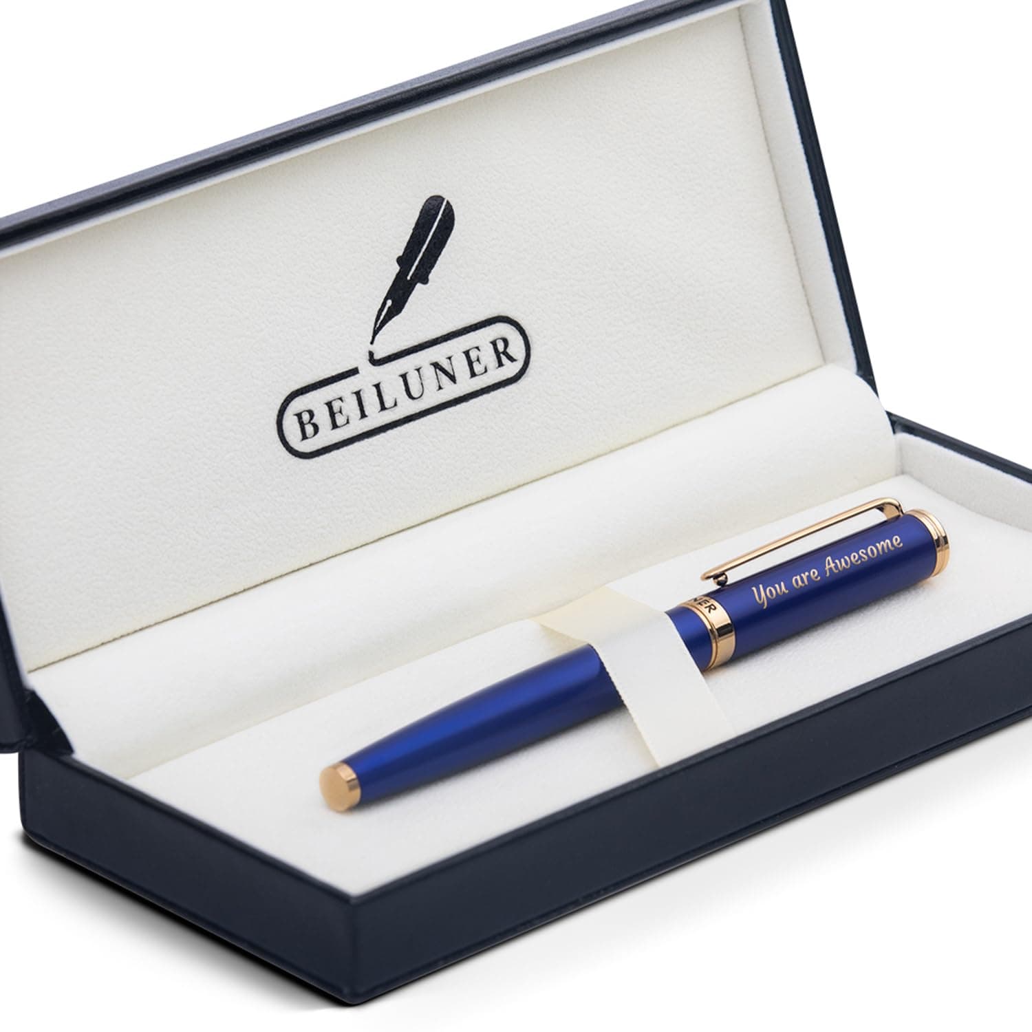 BEILUNER Blue Fancy Rollerball Pen Set,Inspirational gift for Men & Women,Stunning 24K Gold Trim, Schneider Ink Refill,Employee Appreciation Gifts,Nice Pen,Professional Pen,Office Gifts for Coworkers