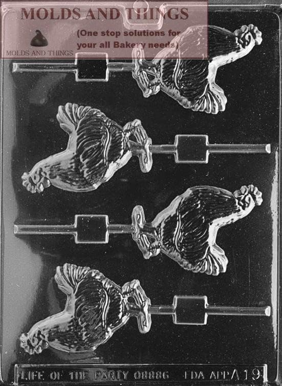 Animals ROOSTER LOLLY Chocolate Candy Mold Soap 2 1/4 x 3 3/8Good Product quality!! by MOLDS AND THINGS