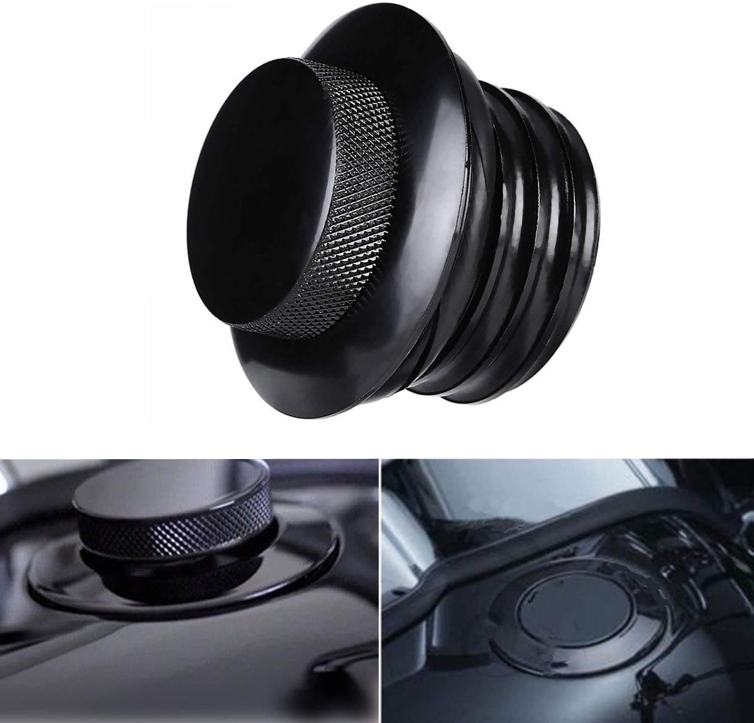 WANLIAN Black Pop Up Gas Cap Vented Fuel Tank Cap REGULAR THREAD Compatible with 1982-2010 Harley Davidson