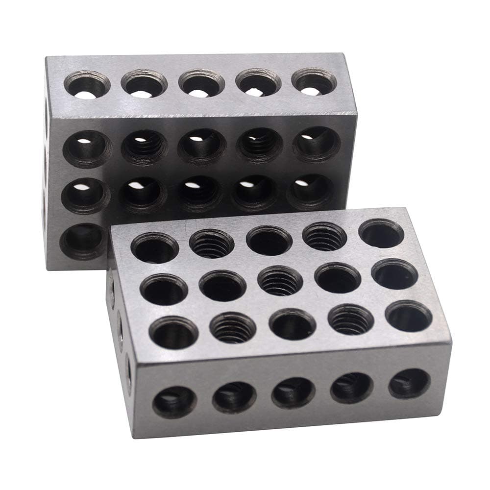 1-2-3 Blocks Matched Pair Hardened Steel 23 Holes (1"x2"x3") Set Precision Machinist Milling