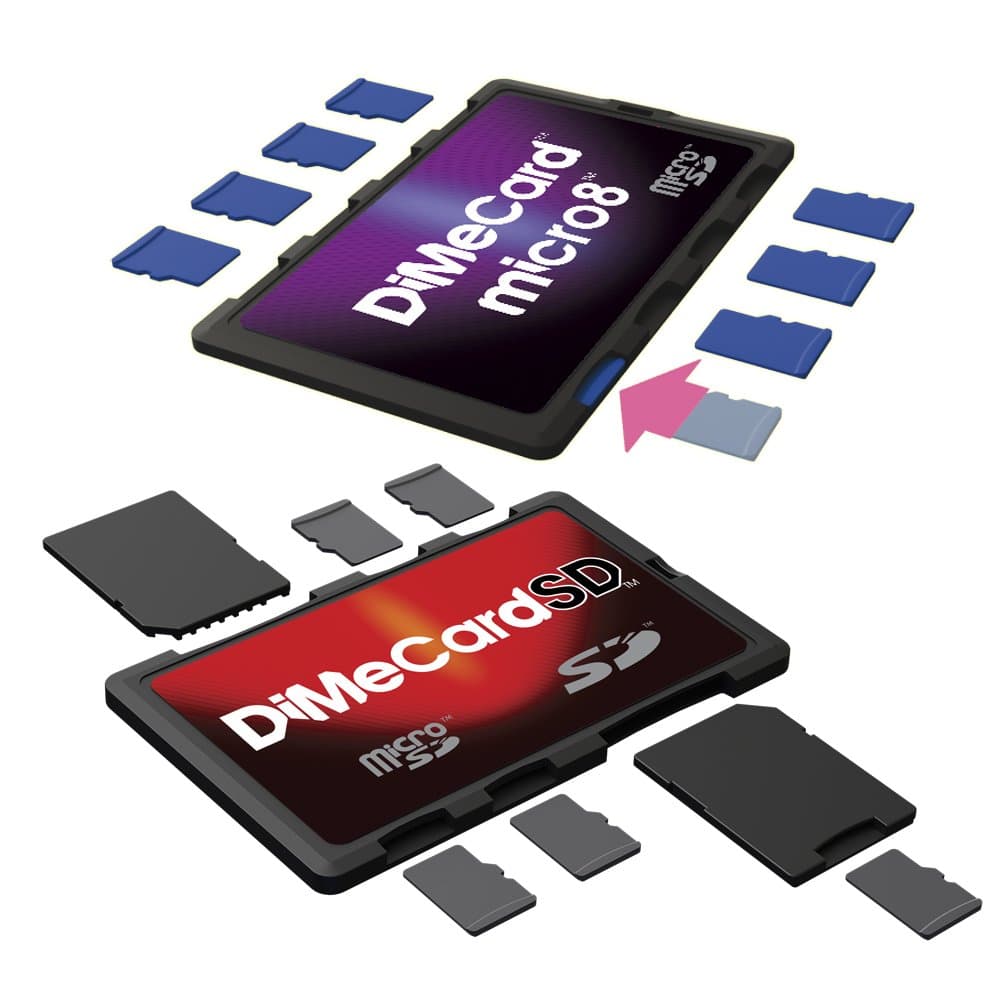 SD & micro8 microSD + SD Memory Card Holders COMBO PACK (credit card size cases, writable labels)