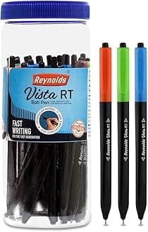 Reynolds VISTA RT BP 25 CT JAR - 20 BLUE & 5 BLACK | Ball Point Pen Set With Comfortable Grip | Pens For Writing | School and Office Stationery | Pens For Students | 0.7 mm Tip Size