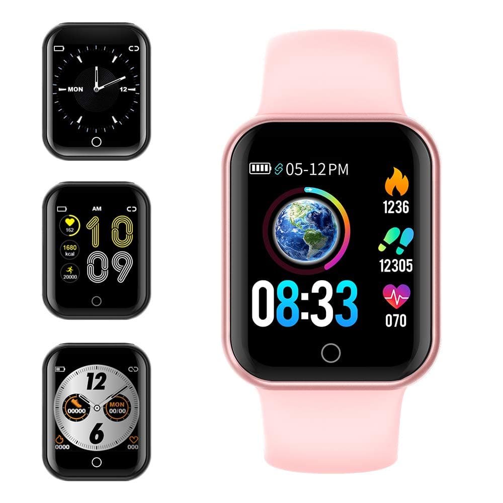 Smart Watch, KUNGIX Bluetooth Fitness Tracker with Heart Rate Monitor Blood Pressure, IP68 Waterproof Sleep Monitor Pedometer SMS Call Notification Activity Watch for Kids Men Women (Pink)