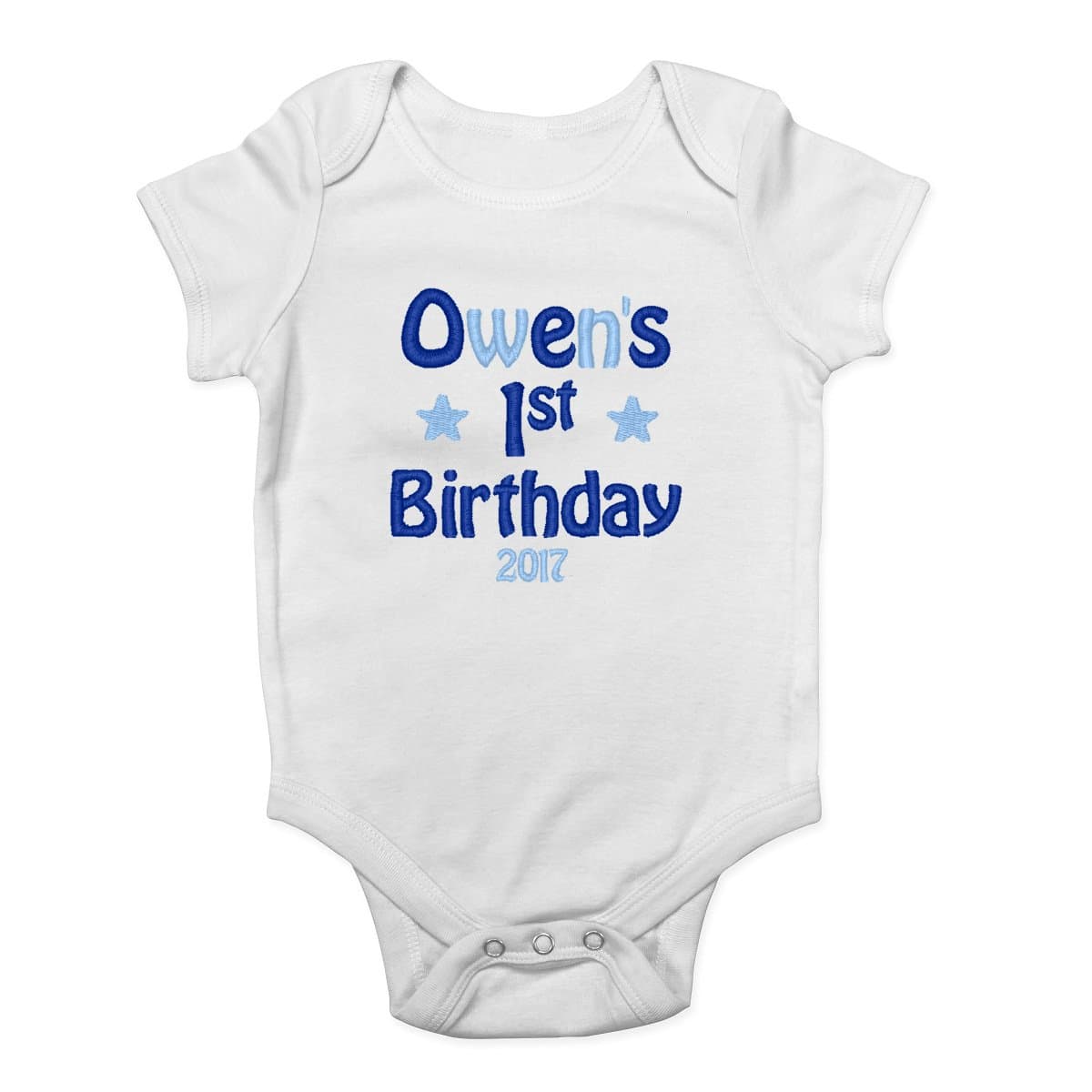 Personalised Embroidered with Any Name 1st Birthday Boys and Girls Baby Bodysuit Vest