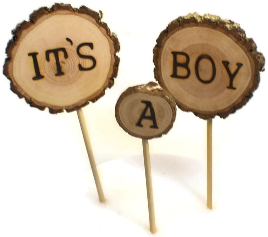 OzarkCraftWood It's a Boy Cake Topper Rustic Woodland Baby Shower