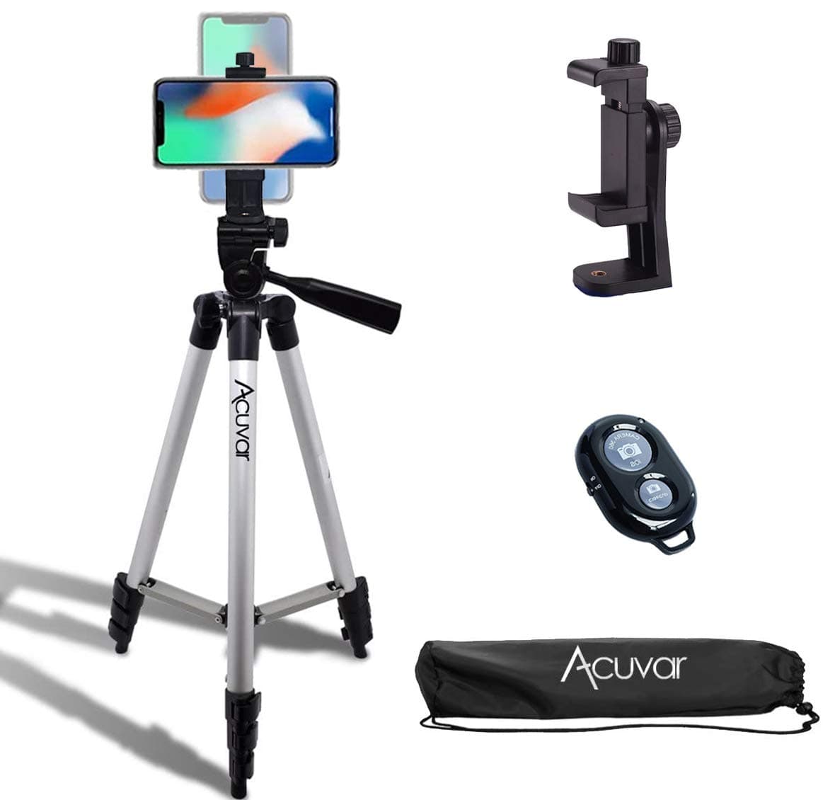 Acuvar 50" Smartphone/Camera Tripod Fits All Smartphones iPhone 12 Max, 11 Pr...
