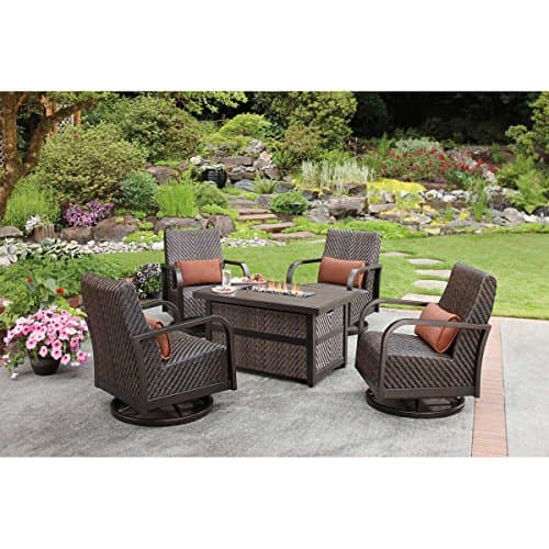 San Luis 5-piece Fire Chat Set with Sunbrella fabric pillows