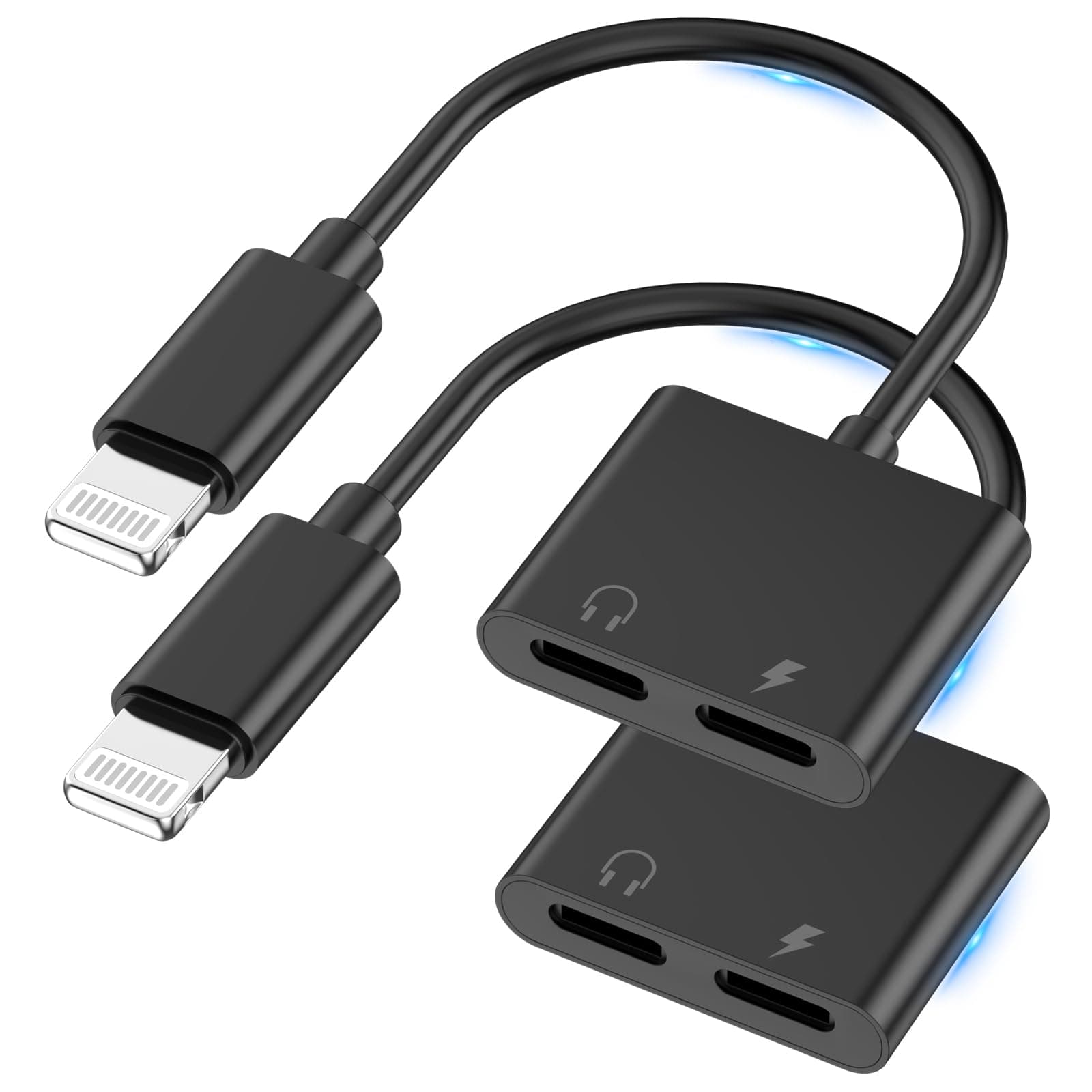 [Apple MFi Certified] iPhone Headphones Adapter,Dual Lightning Splitter Adapter,Premium Lightning AUX+Charger Dongle Cable Splitter Compatible for iPhone 14 13 12 11 XS XR X 8 7,Support Calling