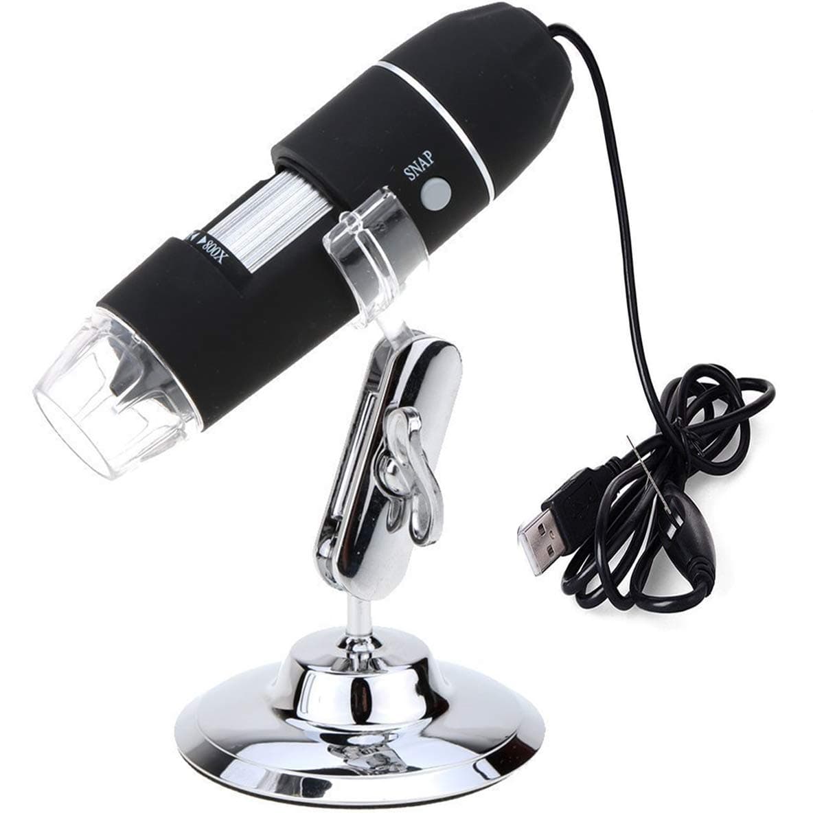 Microware Portable USB Digital Microscope 20x-800x Magnification 8-LED Mini Microscope Camera Magnifier with Stand