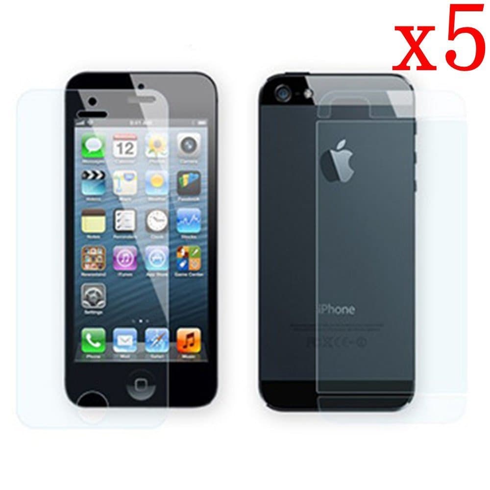 5x Front and Back Anti Glare Screen Protector Film For Apple iPhone 5 5G
