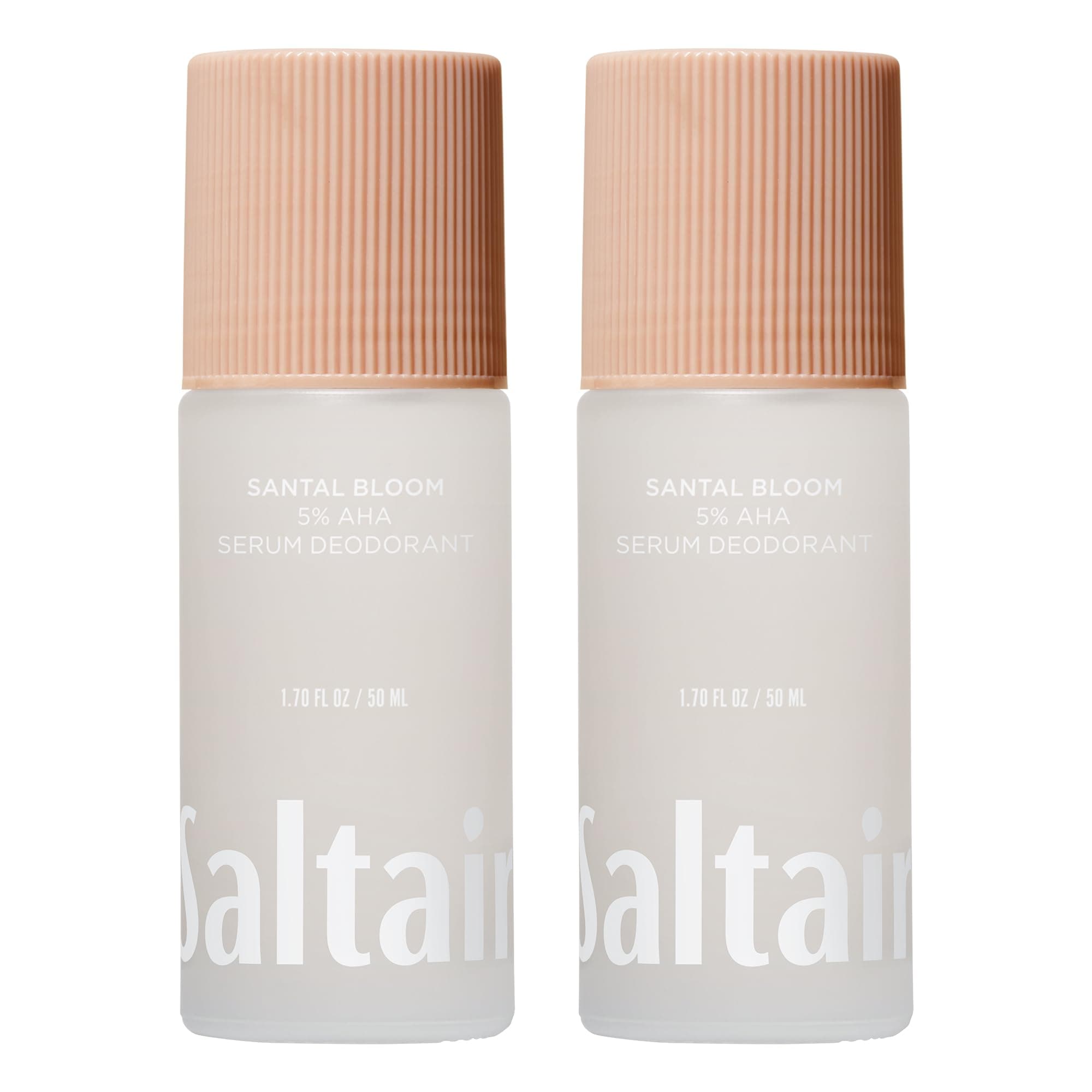 Saltair Serum Deodorant Santal Bloom 2 Pack. 5% AHA Formula. Lactic Acid and Mandelic Acid Deodorant. Aluminum Free Odor Control for Women and Men. Travel Essentials, 2x 1.7oz Roll On